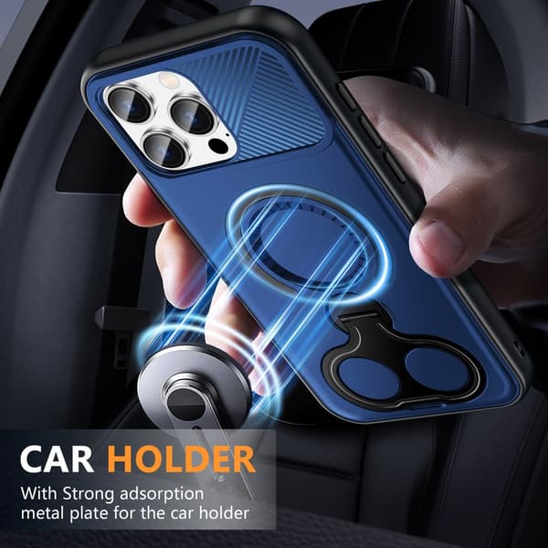Telefoncover til iPhone 17 Pro Max Magnetisk Støtteben Ringholder Stødsikker Robust Black