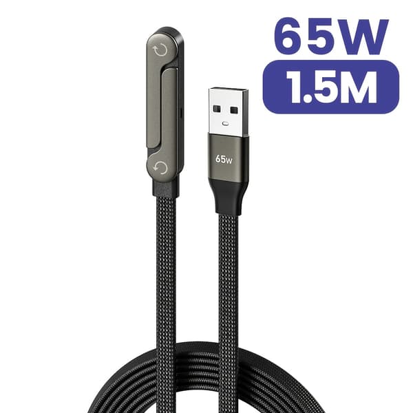 65W Foldbar USB-A til Type-C Opladerkabel med Stand