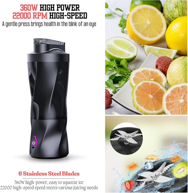 Bærbar fruktmikser blender USB-lading 700 ml stor kopp White