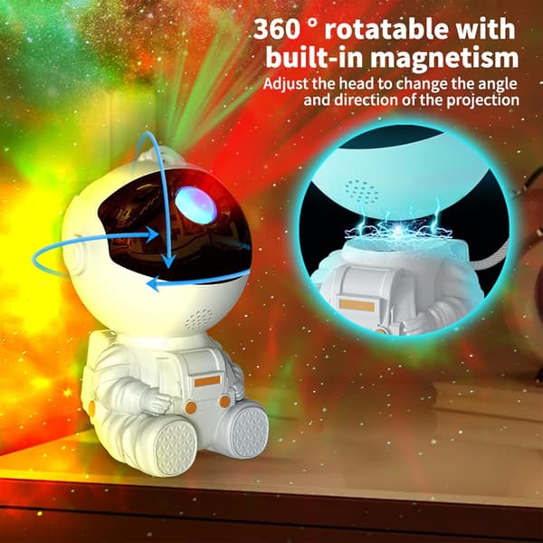 Stjernehimmelprojektor med 8 moduser, 360° justerbar, astronautform