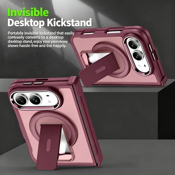 Fodral för iPhone Duo, inbyggt osynligt stöd, stöder trådlös laddning Cherry Red