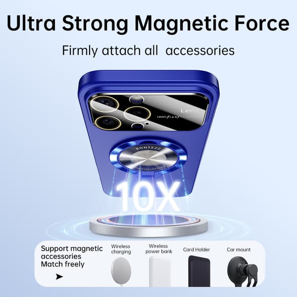 Telefoncover til iPhone 17 Pro Max Magnetisk Ringstativ Linsebeskytter Blue