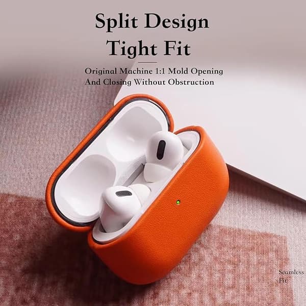 Etui til AirPods4, fuld beskyttelse, læder (sort)
