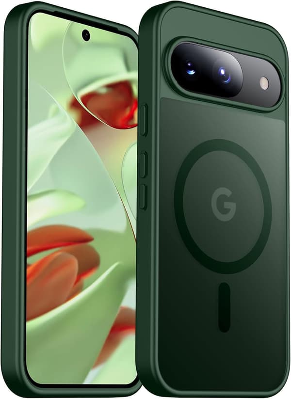 Etui til Google Pixel 9A, magnetisk mat telefonetui Dark Green