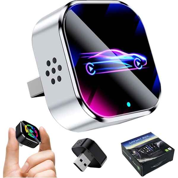 Trådløs CarPlay-adapter 2-i-1 Plug & Play, til iPhone og Android E