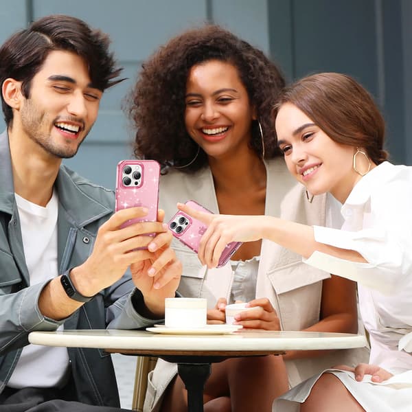Telefondeksel til iPhone 16 Pro Max Glitter Støtsikkert Robust Pink