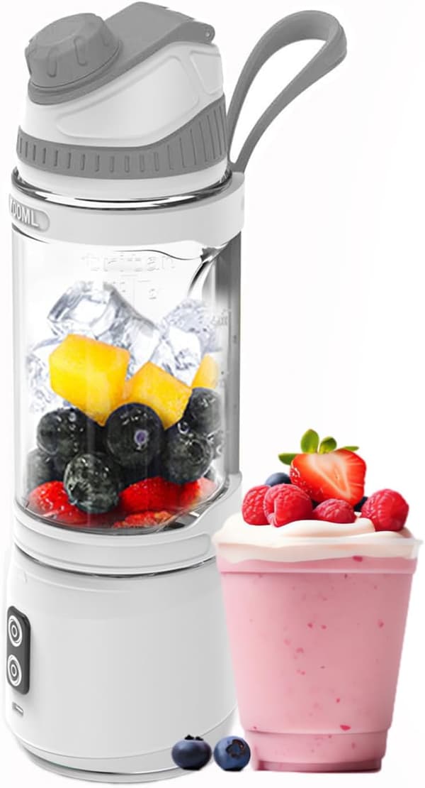 Bærbar Multifunktionel Blender, 700 ml kapacitet, USB-C opladning. White-Gray