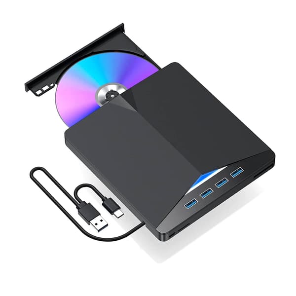Ekstern CD/DVD-stasjon, USB 3.0 brenner/leser, for Windows 11/10 PC bærbar/stasjonær Mac