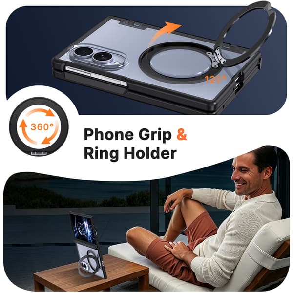 Etui til Samsung Galaxy Z Fold8, matt deksel med ringholder Grey
