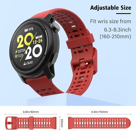 Rem för Coros Pace 2, Forerunner 245/645/55 Silikon Quick Release Klockarmband 20mm Red