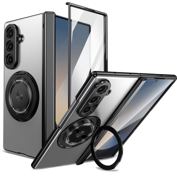 Futteral til Samsung Galaxy Z Fold 7, magnetisk roterende støtte (sølv)