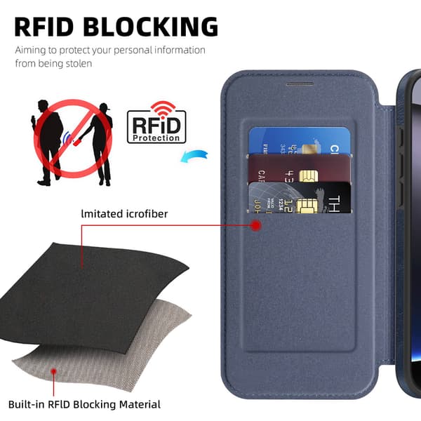 Telefoncover til iPhone 17 Pro Max Pung Flip Magnetisk RFID Purple