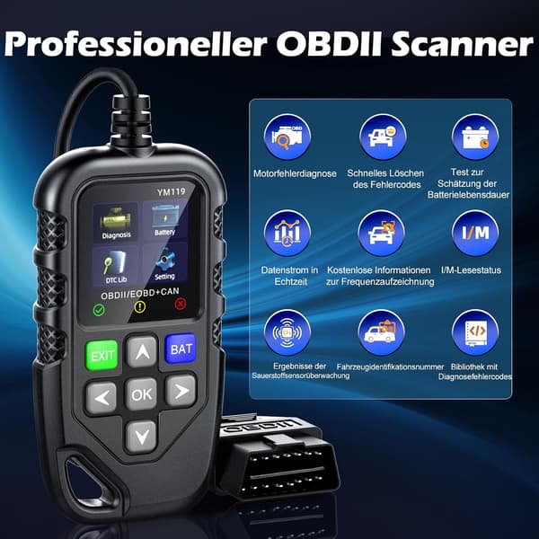 Bildiagnostikk YM119 OBDII Bilfeilleser