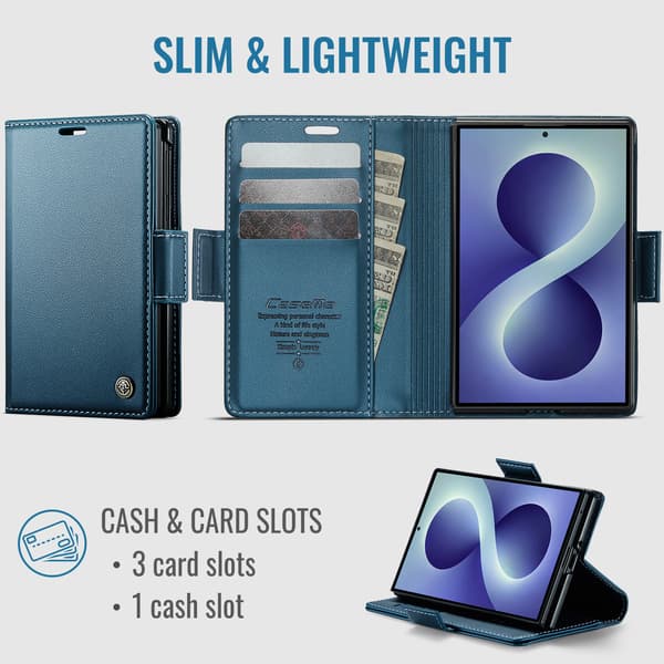 Fodral för Samsung Galaxy Z Fold8, vikbart flipfodral, PU-läder med RFID stöldskydd Black