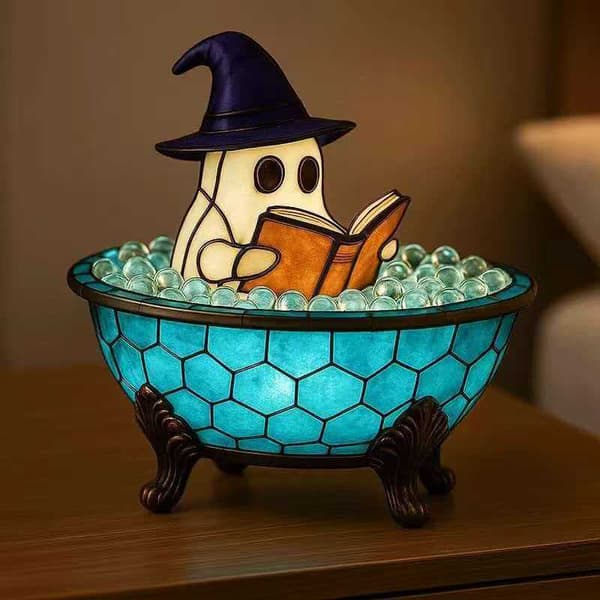 Badekar Spøgelse Natlampe, Halloween Dekoration, USB Genopladelig Ghost A