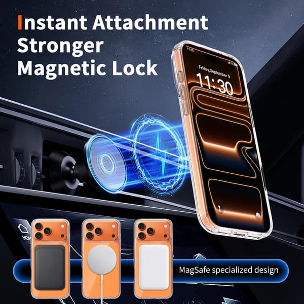 Telefondeksel til iPhone 17 Pro Max Hybrid Støtsikkert Robust Magnetisk Orange