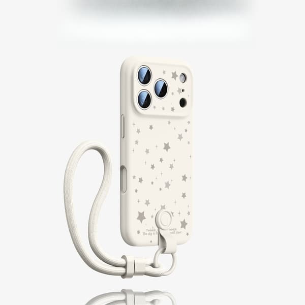 Fodral för iPhone 17 Pro Max, Star Flytande Silikon (Vit)
