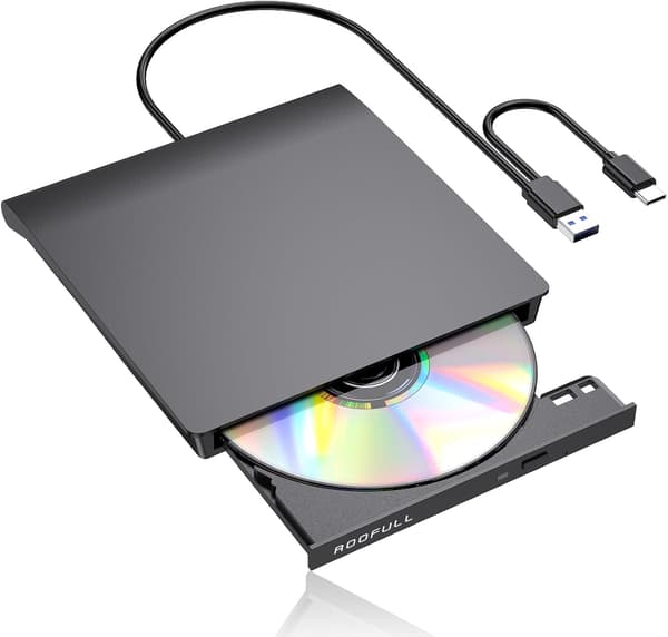 Eksternt CD/DVD-drev, USB 3.0 Type-C læser/skriver/brænder, til Windows 11/10/7 PC Apple Mac Linux