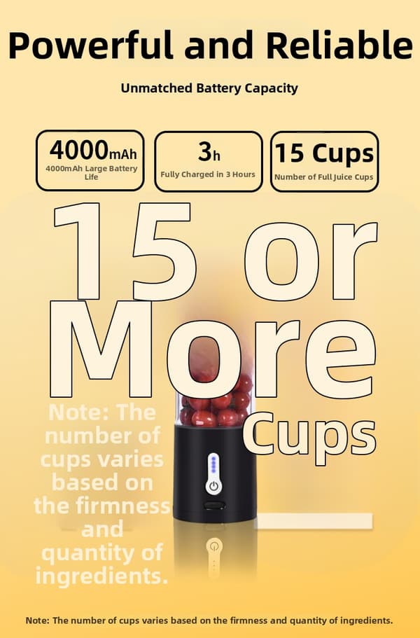 Bærbar Mini Blender, USB-lading, 530 ml kapasitet White