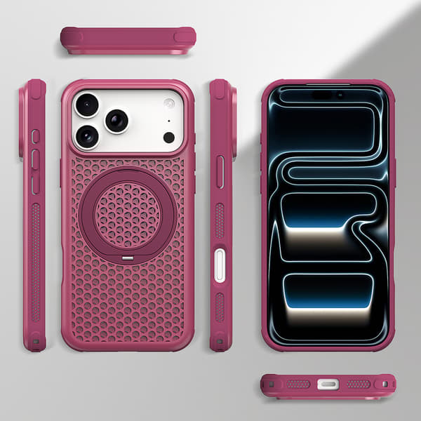 Etui til iPhone 17, magnetisk telefonetui med varmeafledning og ringholder Cherry iPhone17