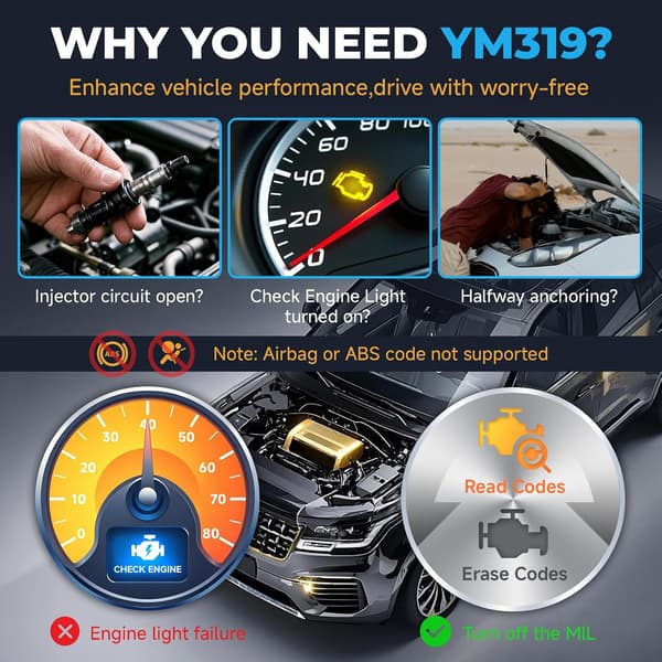 Bil Diagnostik YM319 OBDII Bil Fejllæserkort