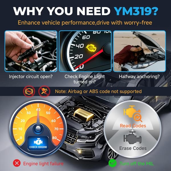 Bildiagnostikk YM319 OBDII Bilfeilleser
