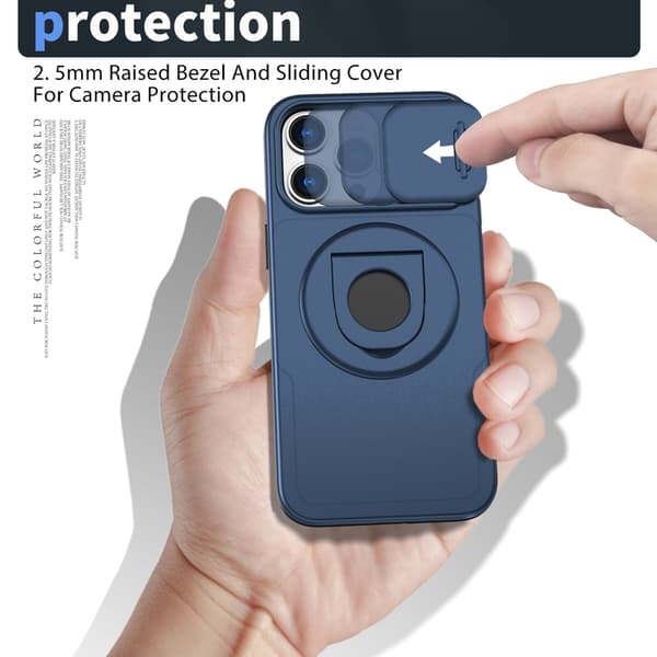 Telefondeksel til iPhone 16 Pro Max Støtteben Støtsikkert Magnetisk Robust Blue