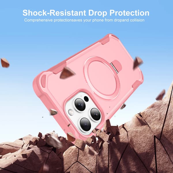 Telefoncover til iPhone 17 Pro Max Magnetisk Støtteben Ringholder Stødsikker Robust Pink