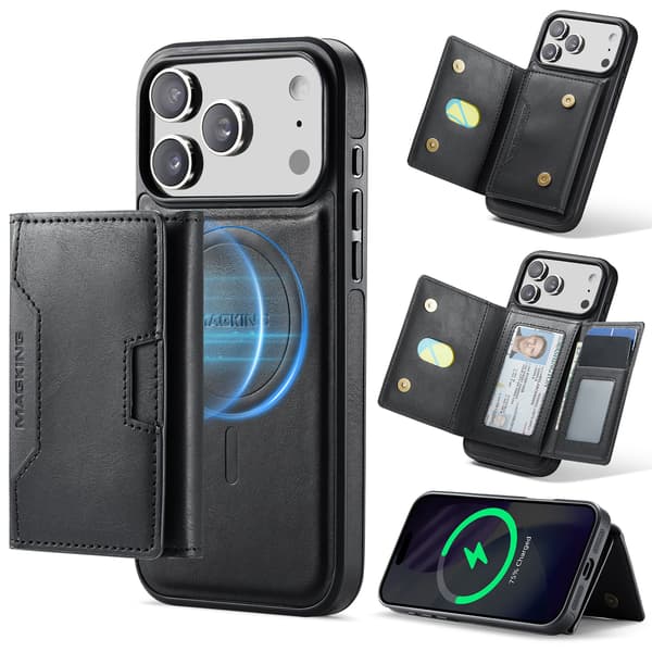 Etui til iPhone 16 Plus, magnetisk aftageligt pung-etui Black 16 Plus
