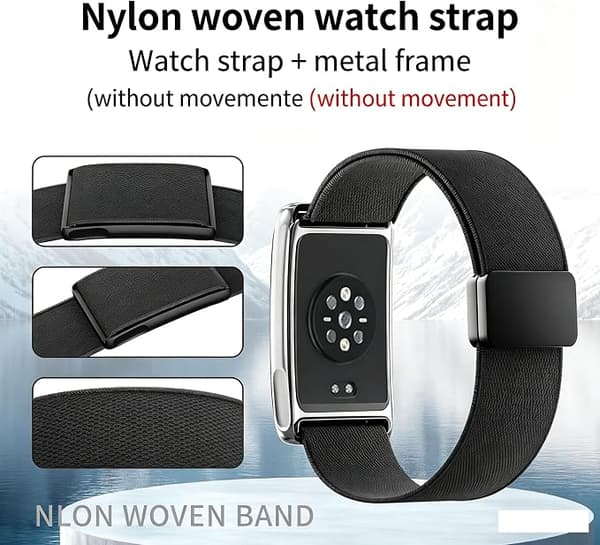 Urrem til Amazfit Helio Strap / Amazfit Helio Strap Pro, justerbar elastisk magnetisk nylonrem