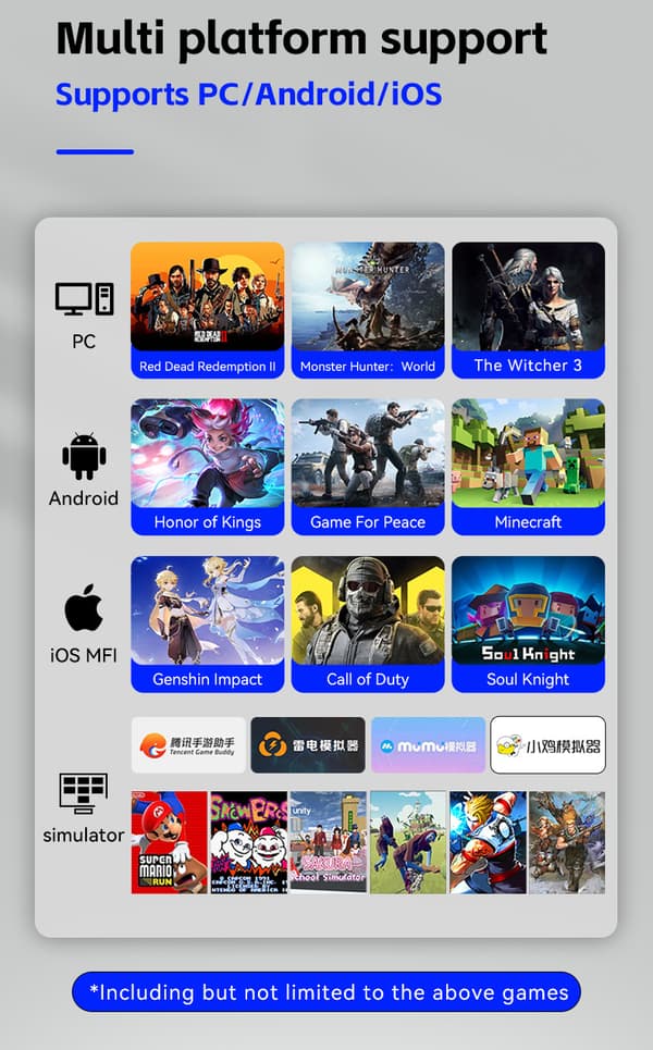 Trådløs spillkontroller egnet for Switch PC Android iOS med ladestasjon White