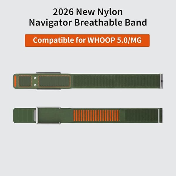 Urrem til WHOOP 5.0 åndbar nylonrem White