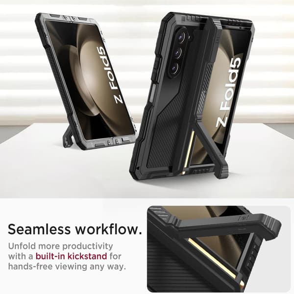 Telefondeksel til Samsung Galaxy Z Fold 5 Støtteben Støtsikkert Robust Full Dekning Black