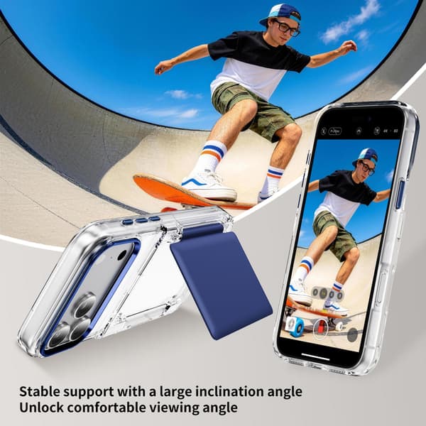Puhelinkotelo iPhone 17 Pro Max -lompakko läpinäkyvä luottokorttipaikka Blue