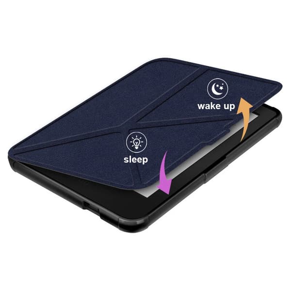 Fodral för Kobo Clara Color 6 tums E-läsare, Multi-Fold Stativ Läder Skyddsfodral Deep Blue