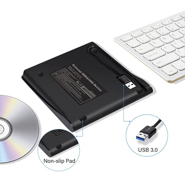 Extern USB 3.0 CD-enhet, bärbar CD/DVD +/-RW-brännare, för bärbar dator, stationär dator, Windows, Linux, Mac, MacBook, iMac