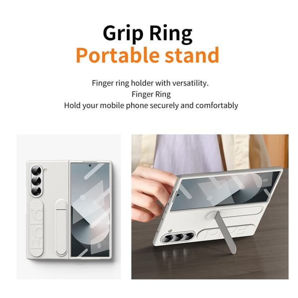 Telefondeksel til Samsung Galaxy Z Fold 7 Støtteben Skjermbeskytter Håndleddsstropp Støtsikker Robust White