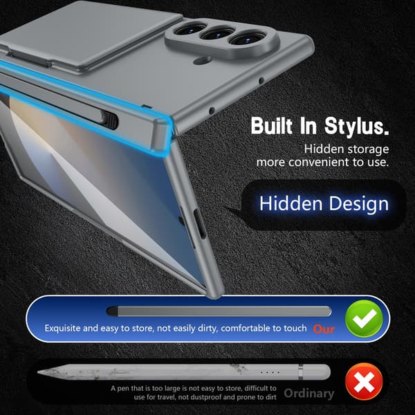 Telefonfodral för Samsung Galaxy Z Fold 7 Stöd Hinge Skydd Plånbok Stötsäker Robust Gray