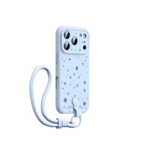 Futteral til iPhone 16 Pro, Star flytende silikon (blå)