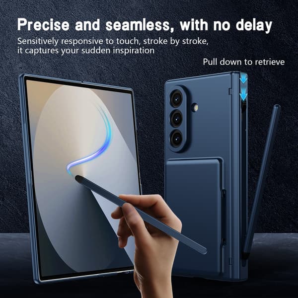 Telefonfodral för Samsung Galaxy Z Fold 7 Stöd Hinge Skydd Plånbok Stötsäker Robust Blue