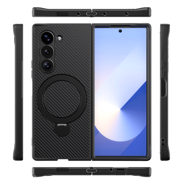 Telefondeksel til Samsung Galaxy Z Fold 6 Magnetisk Ringstativ Trådløs Lading Støtsikkert Robust Gray