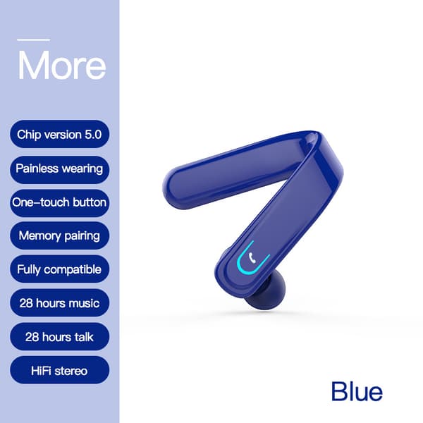 Bluetooth ørekrog-hovedtelefoner, forretningsstil, kompatible med iOS og Android (mørkeblå)