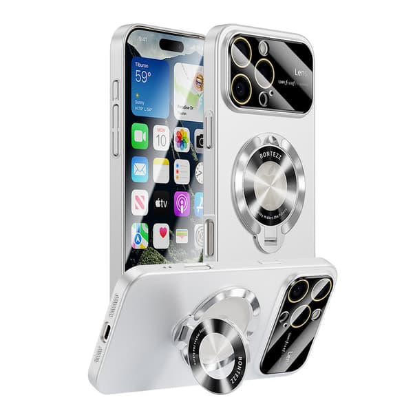 Telefoncover til iPhone 17 Pro Max Magnetisk Ringstativ Linsebeskytter White