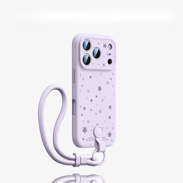 Fodral til iPhone 16 Pro, Star flydende silikone (lilla)