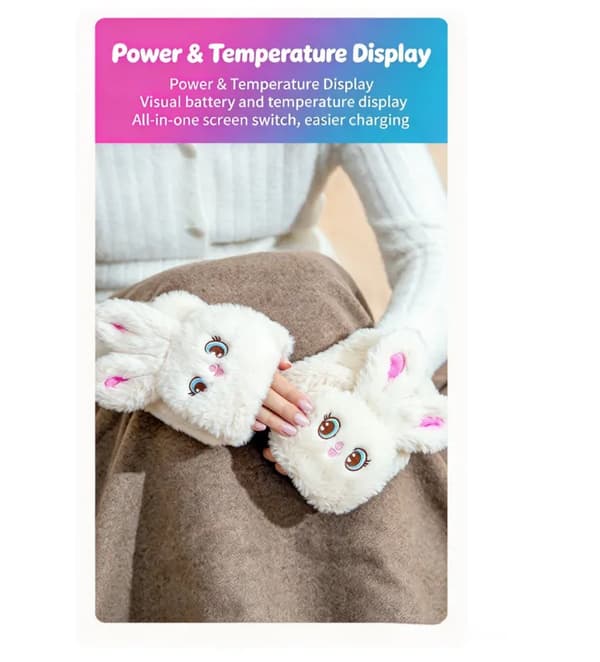 Trådløse oppvarmede hansker, oppladbare, 2000mAh, vintergave Rabbit