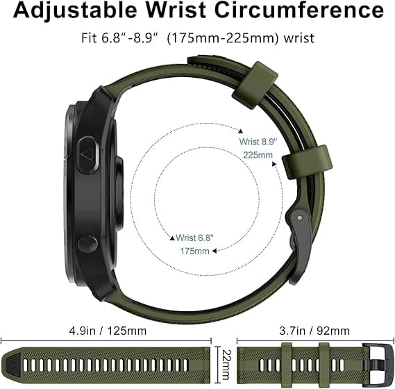 Urrem til Garmin Forerunner 965, Forerunner 955, Forerunner 945, Forerunner 935, Fenix 5 Silikone Erstatningsrem 22mm Green