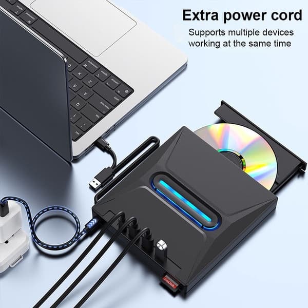 Extern CD/DVD-enhet, bärbar USB 3.0 CD-brännare & DVD-spelare, för bärbar dator PC Mac