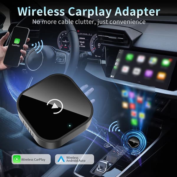 Langaton CarPlay-sovitin 2-in-1 Plug & Play, iPhonelle ja Androidille A