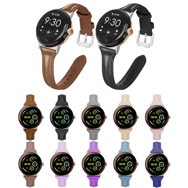 Urrem til Google Pixel Watch 1/2/3 (41mm), PU læder udskiftningsarmbånd Grey