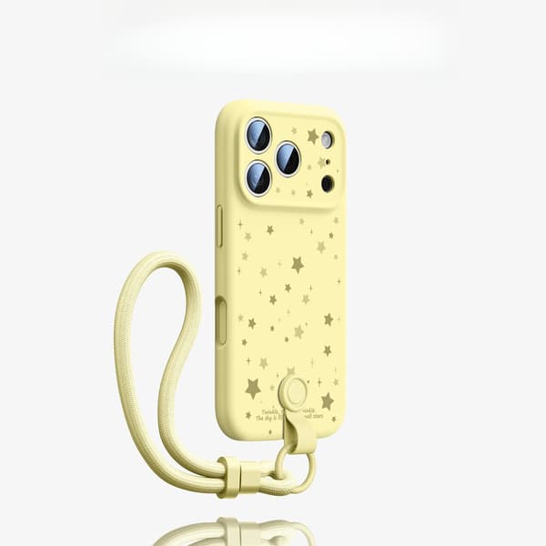 Fodral för iPhone 17 Pro Max, Star Flytande Silikon (Gul)